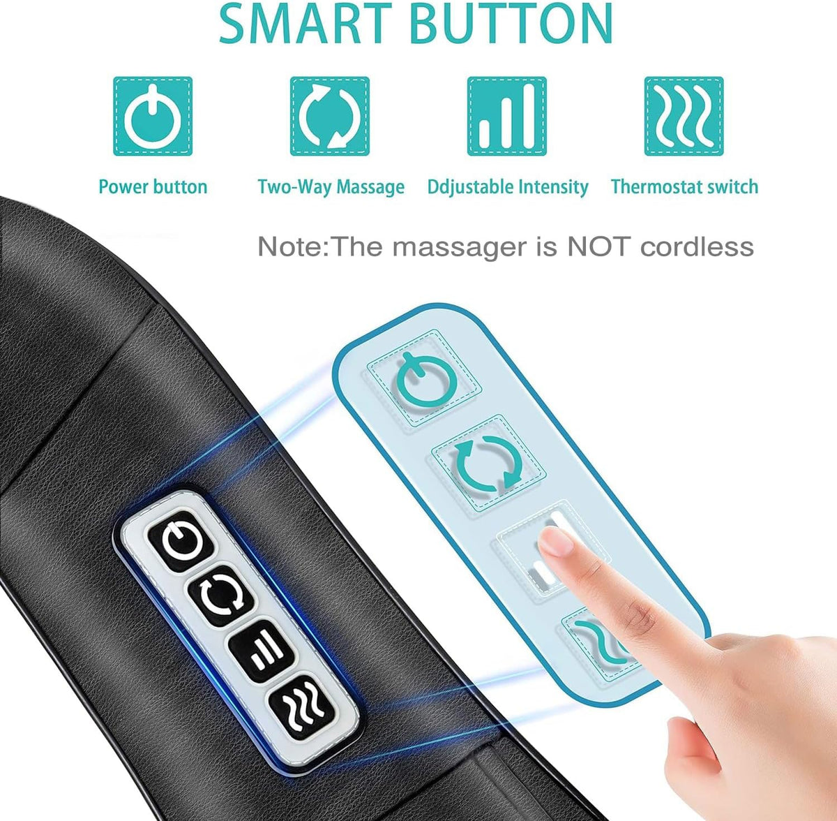 Shiatsu Back and Neck Massager, Back Massager Deep Tissue Kneading Neck and Shoulder Massage with Heat, Electric Massage Pillow Fathers Day Gift Ideas from Daughter Son(Not Cordless)